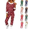 Women's Fashion Casual Homewear Fashion Casual Printed Cardigan Shirt Trousers Set
