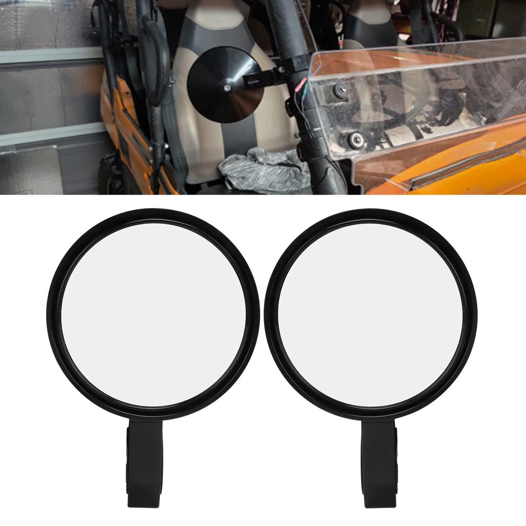 UTV Side Rearview Mirrors Round Black Aluminum Alloy Adjustable Replacement for Polaris RZR 900 XP 1000 1.75in Clamps