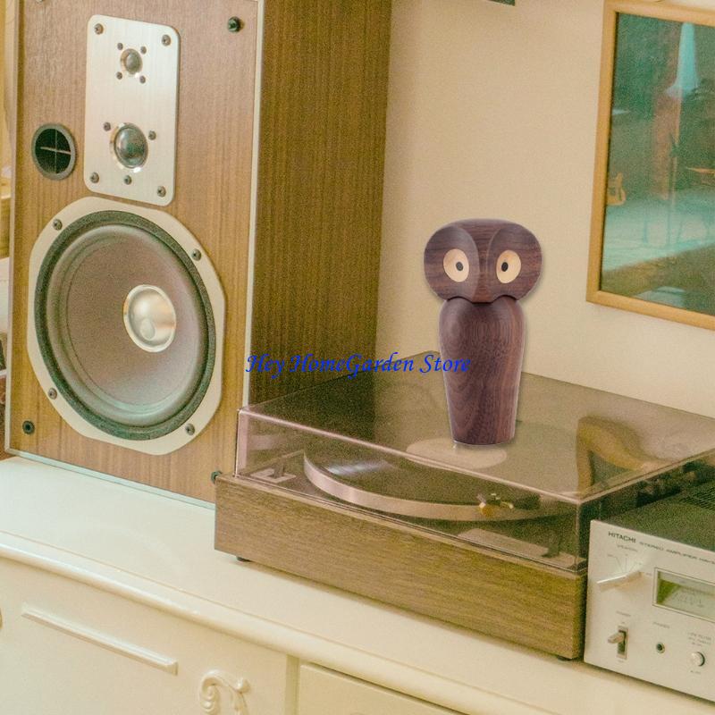 652F Lovely Owl Bird Animal Figurines Tabletop Shelf Statues Living Room Decoration