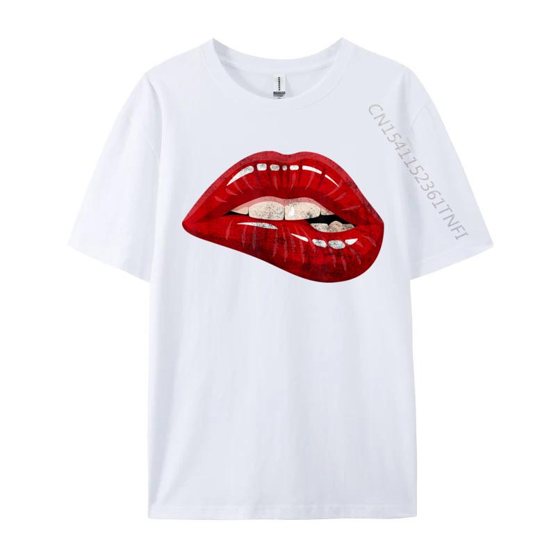 Unisex Is Unisex Is Illustration Red Biting Lips Luxury Designer TShirts Hip Hop Sweatshirts Loose Cotton ONeck Unisexs
