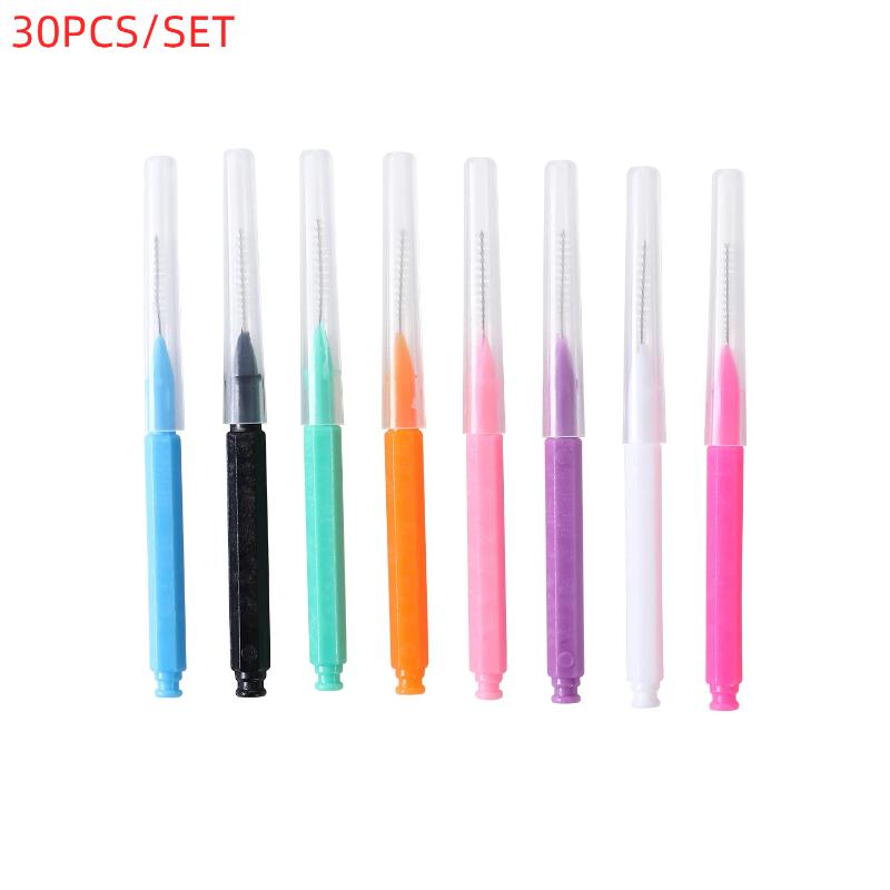 30pcs I-Shaped Interdental Brush Soft Bristles Orthodontic Tooth Gap Brush for Braces Cleaning