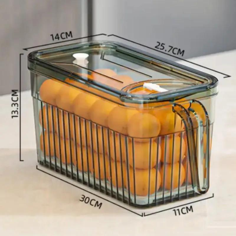 Refrigerator Storage Food Container Fresh Vegetable Fruit Boxes Drain Basket Storage Containers Pantry Kitchen Organizer