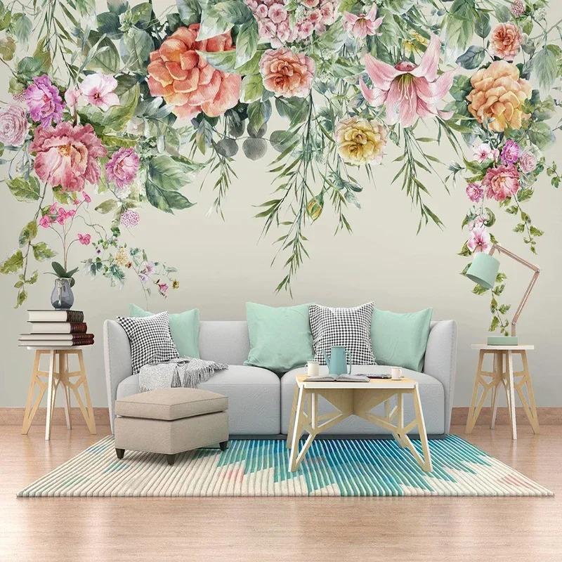 3d Photo Wallpaper Fashion Vintage Hand-Painted Flowers Murals Living Room Bedroom Pastoral Style Home Decor Wall Papers