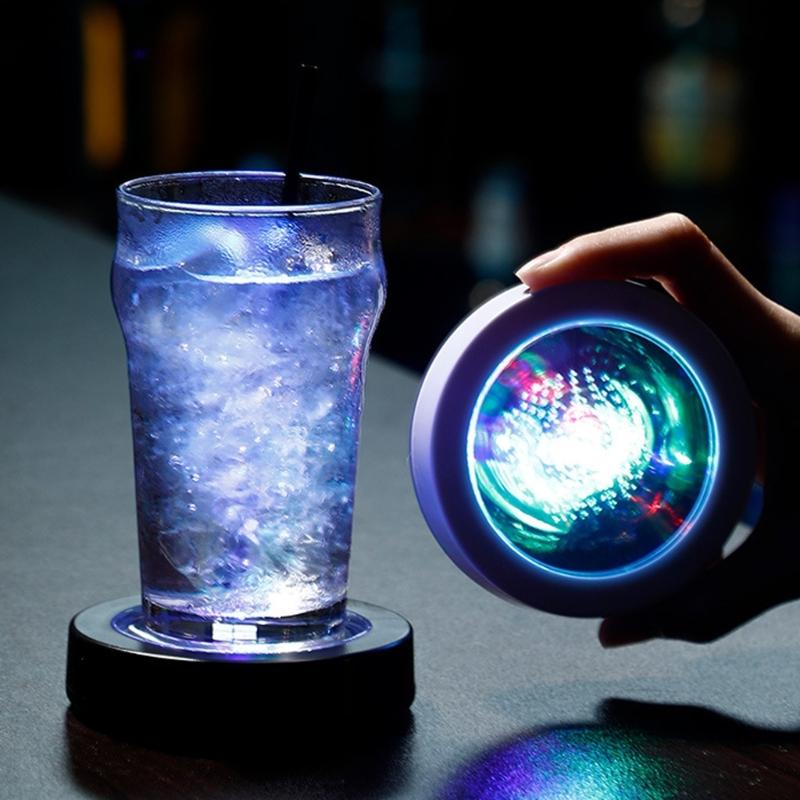 Colorful LED Light Cup Pad with USB Rechargeable Suitable for Exciting Visuals At Cocktails Event and Family Gatherings