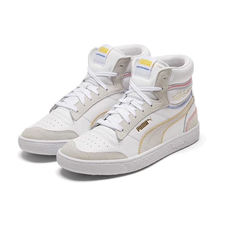 PUMA Ralph Sampson Mid Stitch White/Grey/Yellow High Board Shoes Men's 373340-02