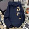 Vintage Maple Leaf Print Hooded Sweater for Men and Women, Autumn and Winter Loose and Versatile Velvet Thickened Coat Top Tide