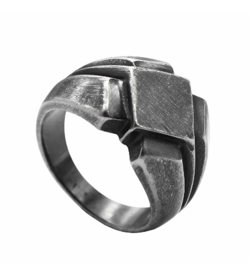 Punk mens ring alloy Nordic black Scandinavian style gathering ring for men edgy bold fashion accessory