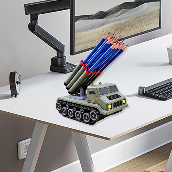 Roket Topu Kulesi Kalemlik 3D Baskılı Güdümlü Füzeler Kurşun Kalem Saklama Kutusu Konteyner Tutucu Ev Ofis Masaüstü Dekorasyonu