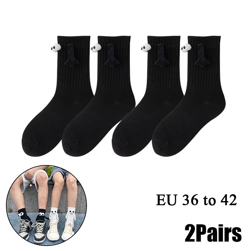 10 Paare Club Promi Ins Mode Lustig Kreativ Magnetische Anziehung Hände Schwarz Weiß Cartoon Augen Paare Socken Socken