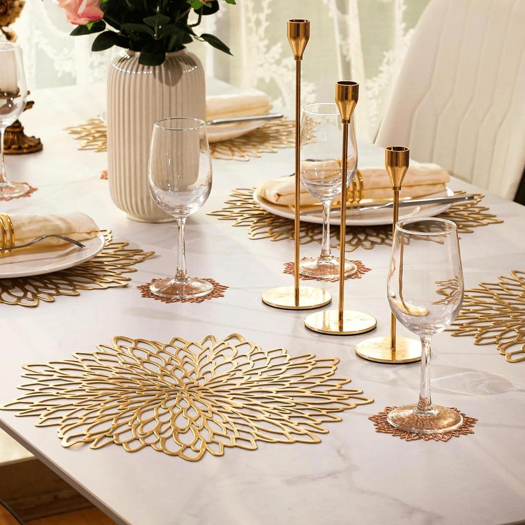 Set of 4 Round Placemats Place Mats Holiday Wipeable Vinyl Placemats Kitchen Dinner Christmas Thanksgiving Farmhouse Wedding