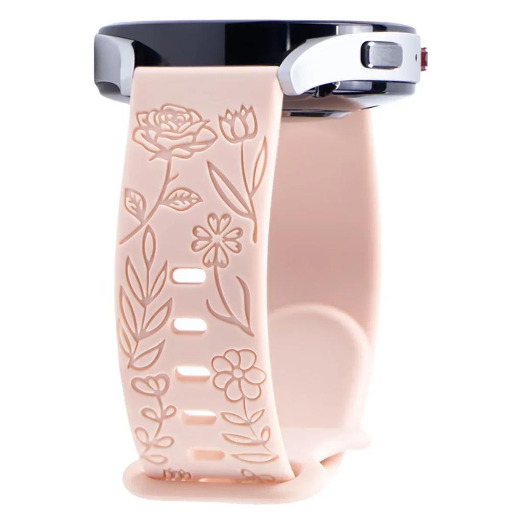 18mm 20mm 22mm Rose Engrave Band for Samsung Galaxy Watch 654 40mm 44mm Gear S3 Silicone Cute Strap Classic 43mm 45mm Active 2