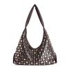 Borsa Piccola Sottobraccio Vintage da Donna con Borchie in Ecopelle a Tracolla per Uso Quotidiano