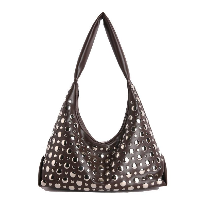 Borsa Piccola Sottobraccio Vintage da Donna con Borchie in Ecopelle a Tracolla per Uso Quotidiano