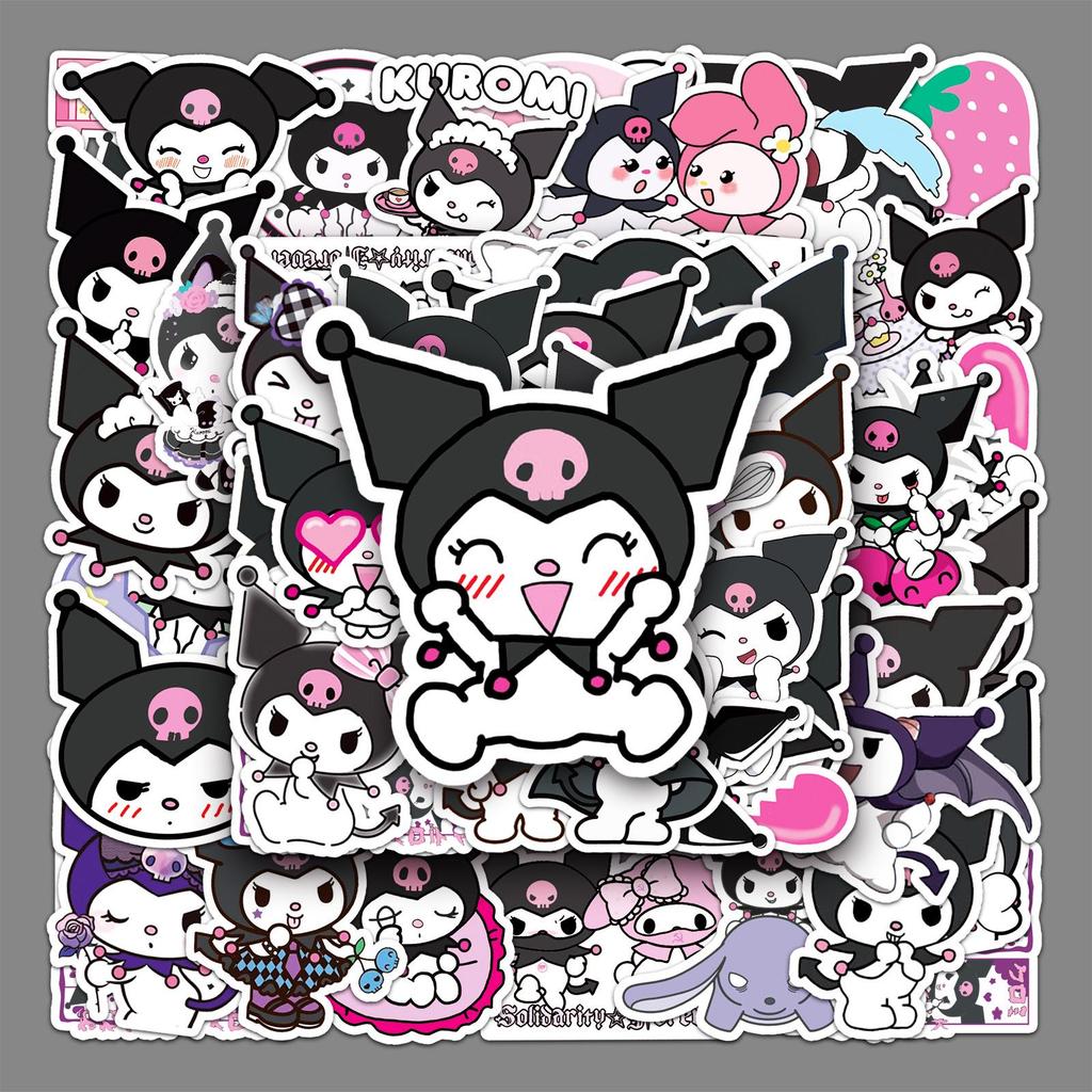 50 Kuromi Cute Cartoon Waterproof Stickers for Suitcases, Phone Cases, Laptops, and Journals.