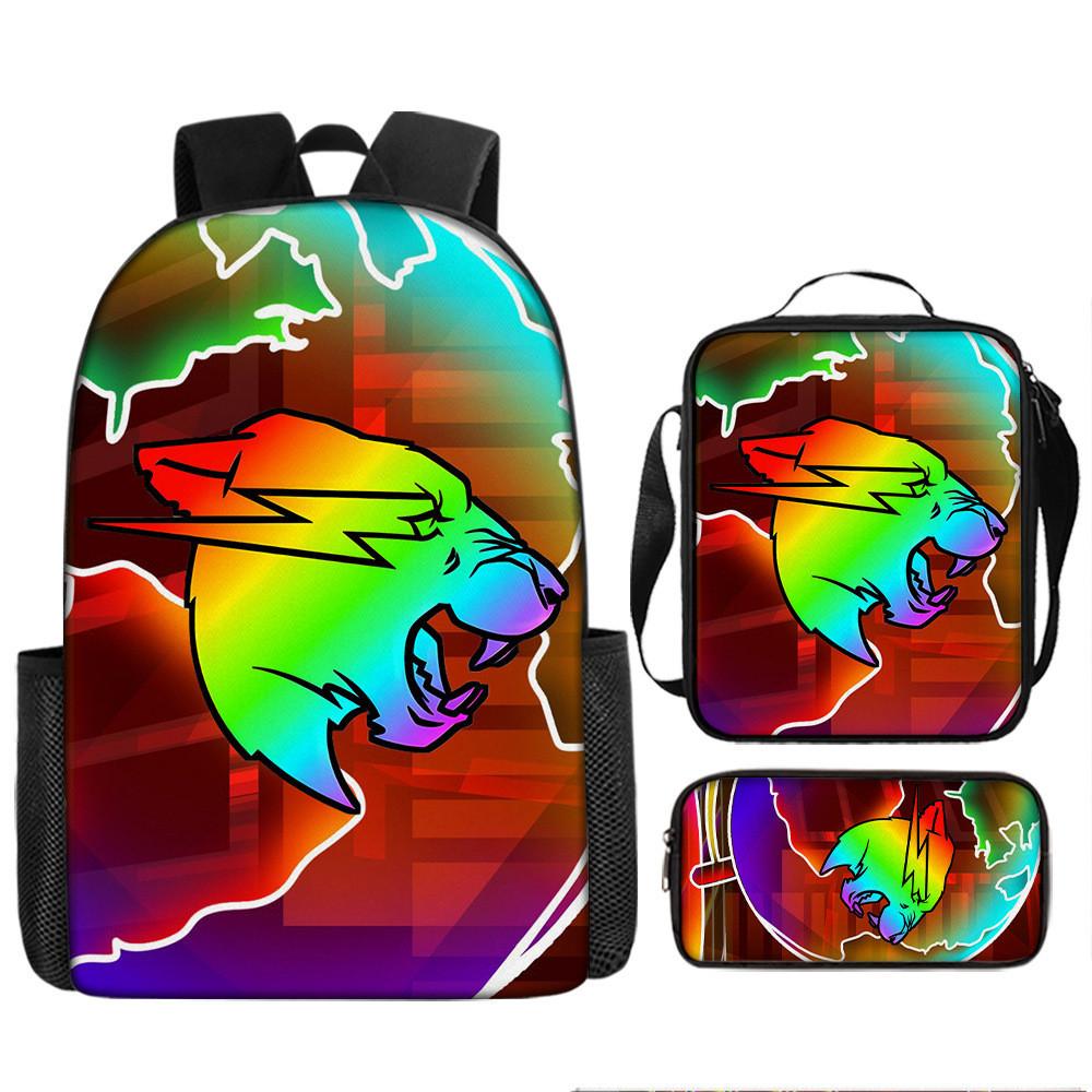 Mr Beast Lightning Cat 3d Print School Backpack With Breathable Oxford Fabric For Kids