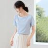 Women's Elegant Rib Knit Boat Neck T-Shirt