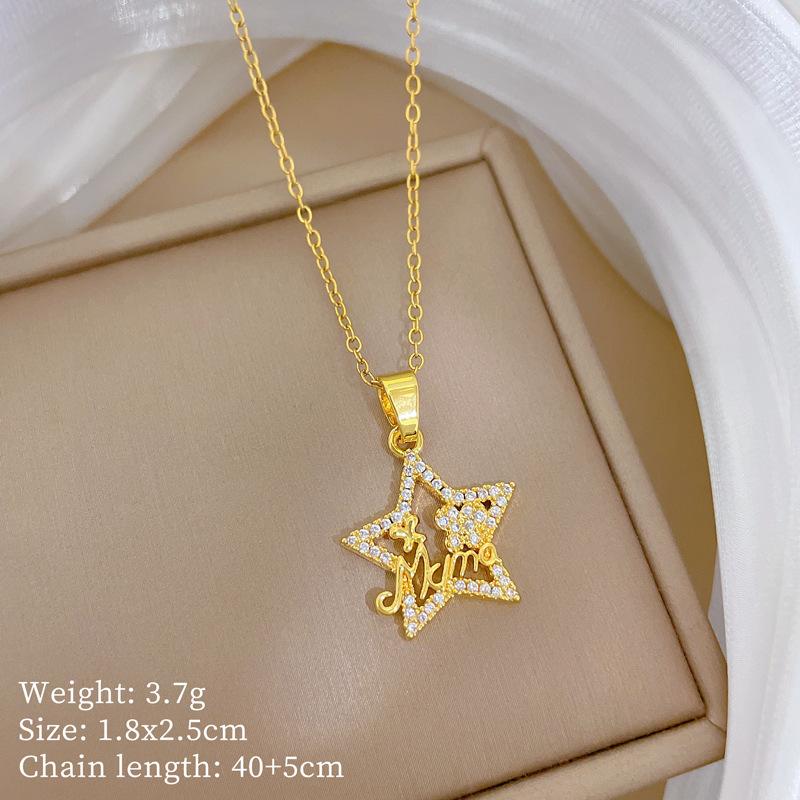 Copper Micro-Inlaid Love Fashion Light Luxury Temperament Gorgeous Full Diamond Necklace Female Versatile Collarbone Chain Titanium Steel