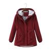 Warm Padded Cotton Coat Jacket Womens Fashion Solid Colour Hooded Autumn Winter