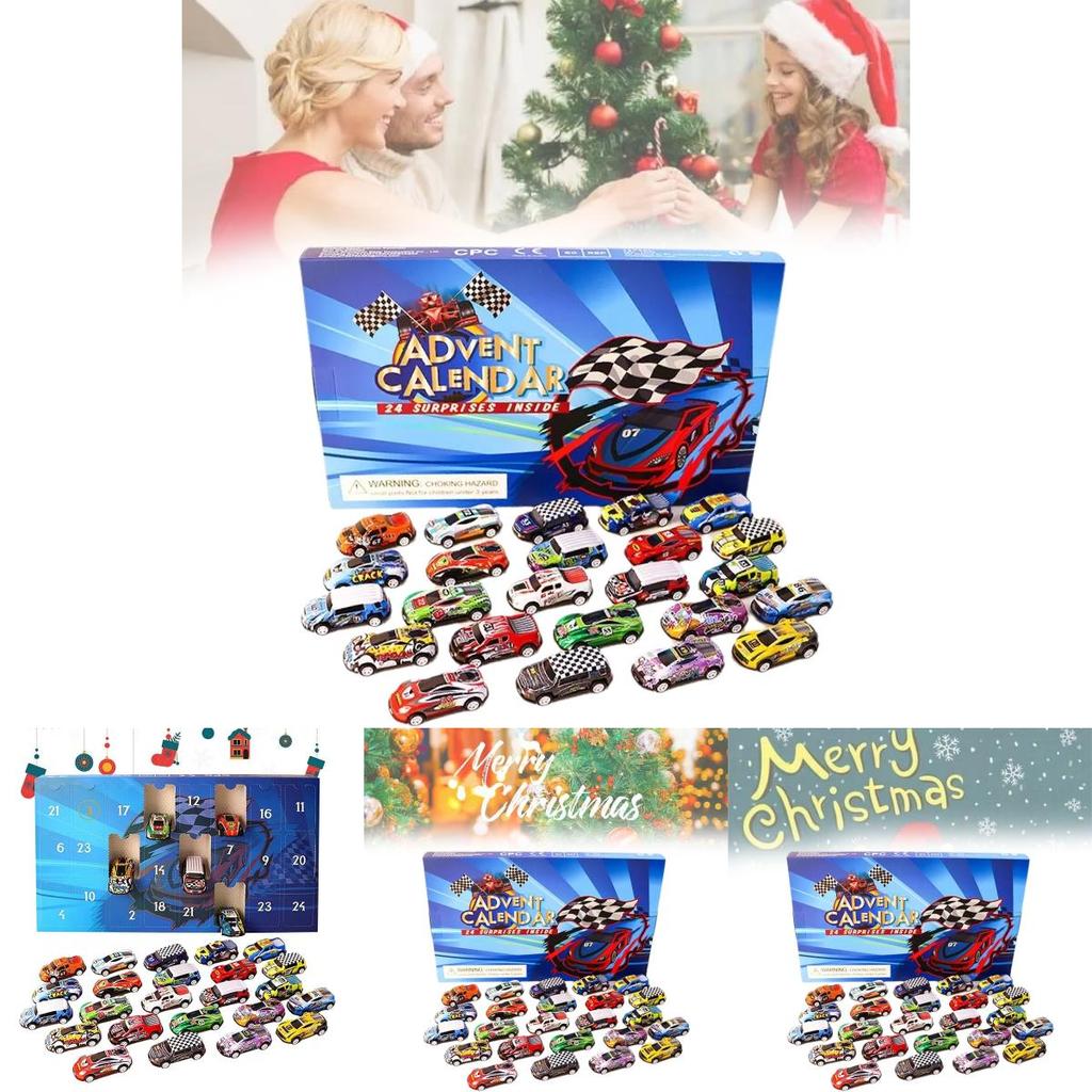 Advent Calendar Countdown Toy Cars Set For Kids Featuring 24 Unique Collectible Designs