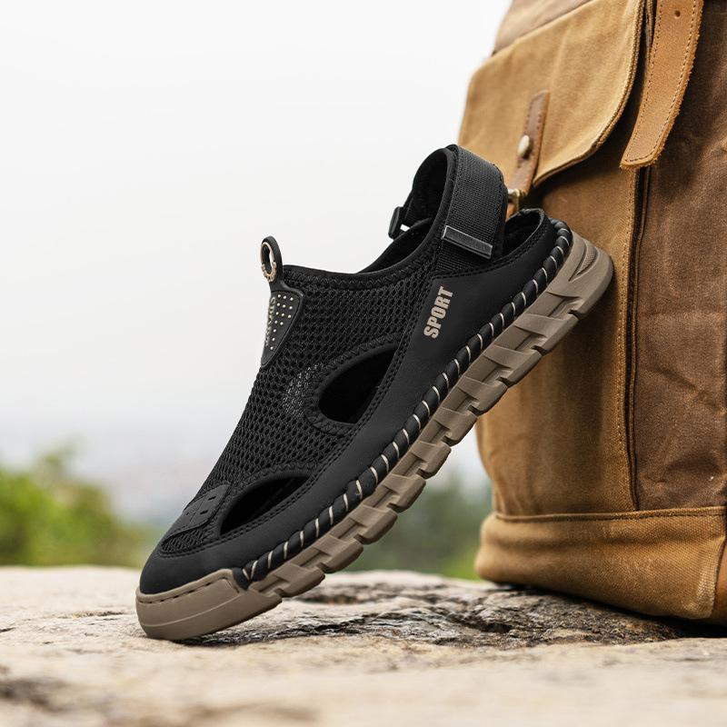 2025 Spring and Summer New Popular Thick-soled Outer Wear Hollow Breathable Net Sports Sandals Men's Versatile Leisure Commuting Light