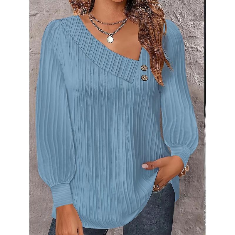 IHUASU Moda Donna Casual Tinta Unita Stampa Manica Lunga Bluse e Camicie