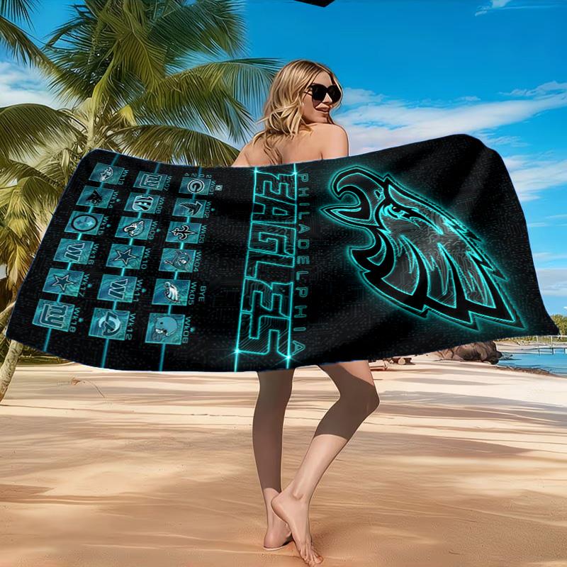 Asciugamano da Spiaggia Philadelphia Eagles, Asciugatura Rapida, Facile da Curare, Adatto Sia per il Fitness che per le Vacanze al Mare, Essenziale per lo Sport