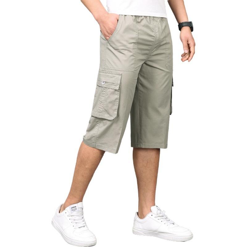Summer Loose Straight Cropped Pants Large Size Tooling Sports Shorts Casual Middle Pants Dad Middle-aged and Elderly Shorts Breeches