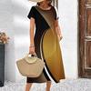 Abiti con Stampa Digitale 3D Donna Estate Manica Corta Scollo O Casual Ampio Vestito
