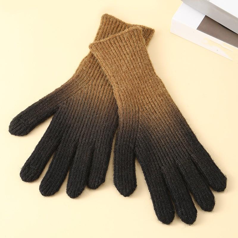 Winter Gradient Color Warm Knitted Gloves