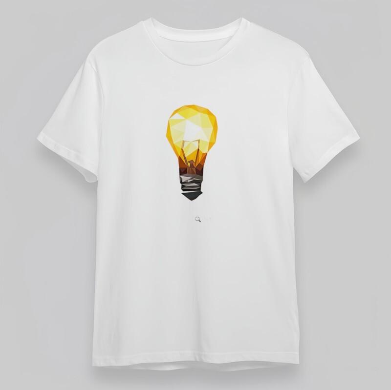 Men's Plus Size Classic T-Shirt Modern Polygonal Lightbulb Art 100% Cotton Tee