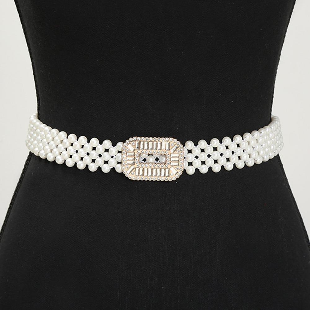 

Женский эластичный пояс с жемчугом Простой пояс-шнурок Модный жемчужный пояс для женщин Style 7