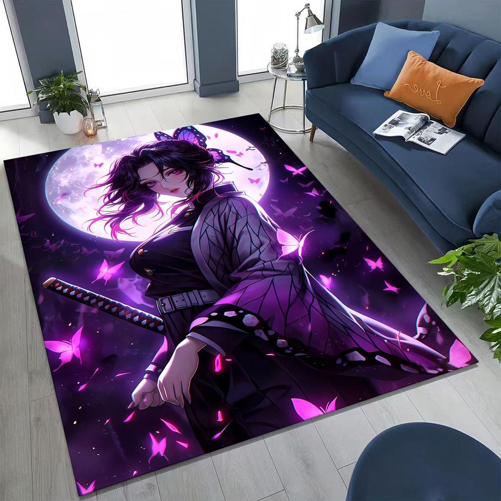 Anime Demon S-Slayer Kamado Nezuko Tanjirou Cartoon Rug for Bedroom Living Room Sofa Home Doormat Decor,Kids Non-slip Floor Mat