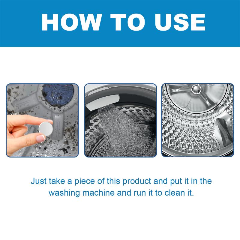 Washing Machine Cleaner 20 Tablets Powerful Deodorizing Foaming Formula Suitable for Drum and Clothes Fresh Appliance Maintenance