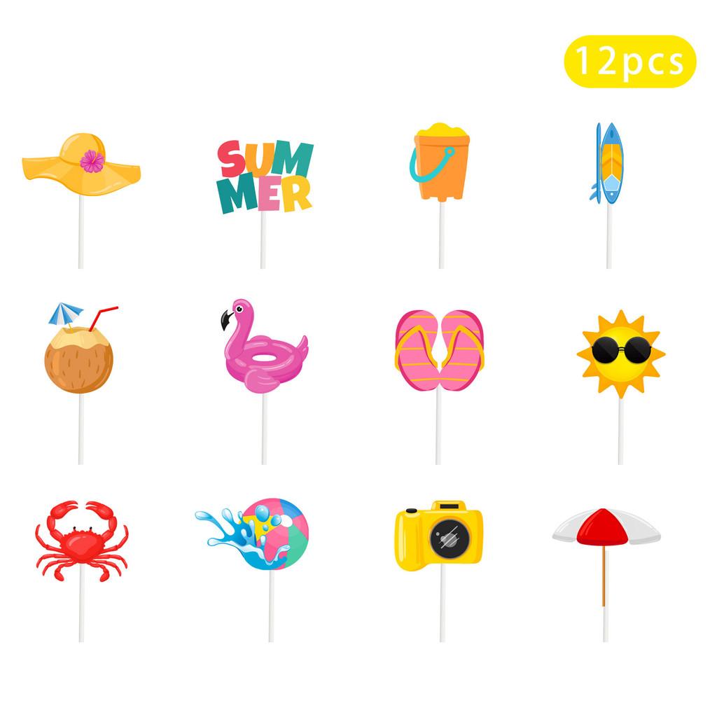Party Summer Cake Toppers With Paper Flag Inserts Kids Birthday Prop Festival