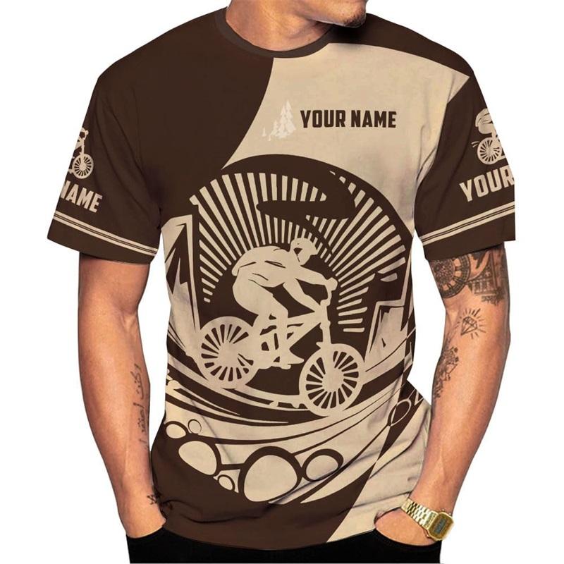 Personalized Name 3D All Over Print Men's Cycling T-Shirts Short Sleeve Oversized Bicycle Biking Tee Shirts For Men Streetwear