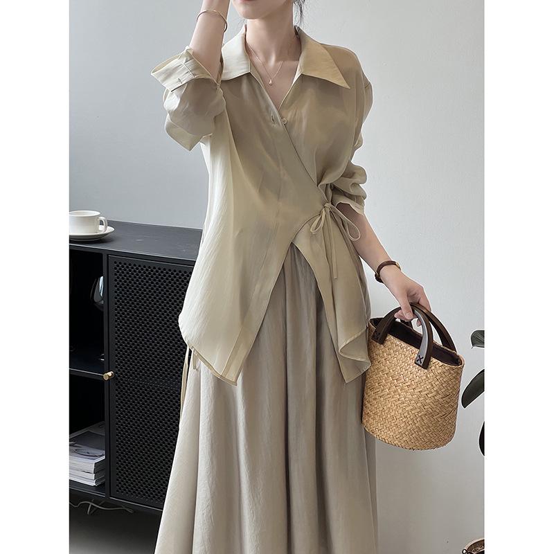 

Летнее платье-рубашка с завязками и юбка от Yan Shuang для женщин Medium