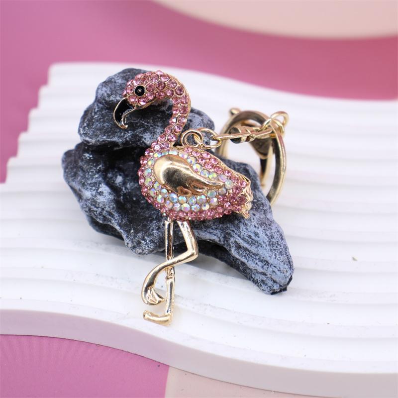 Rhinestone Flamingo Keychain Flamingo Pendant Keychain Rhinestone Crystal Keyring Car Key Chain Key Holder Handbag Purse Charm