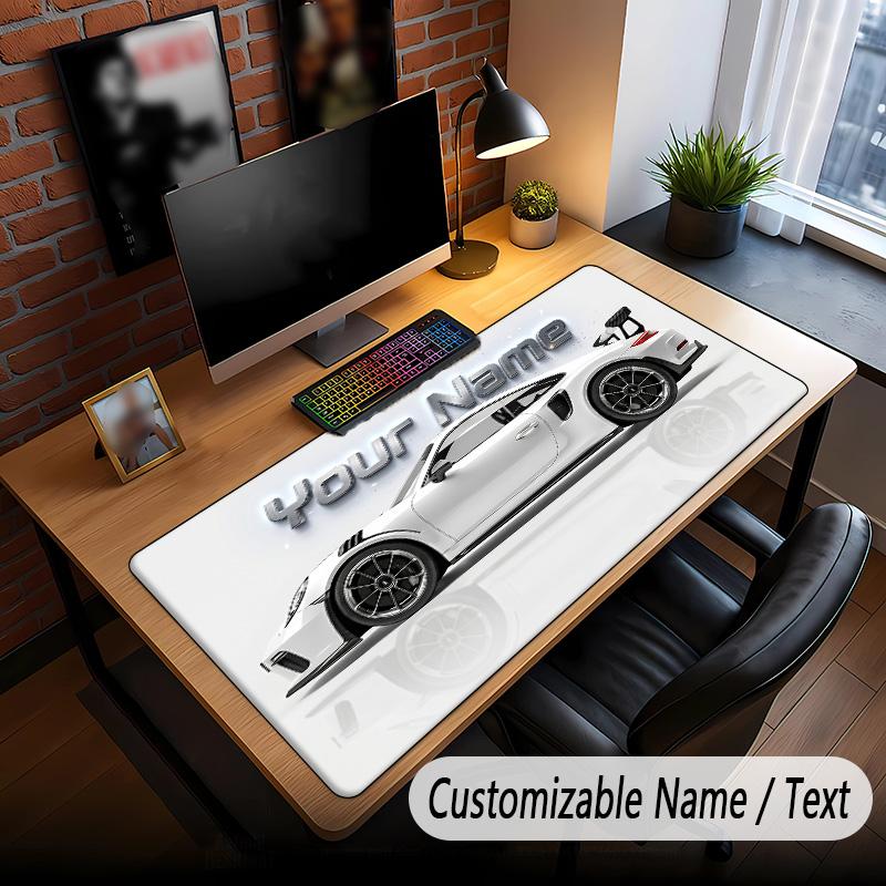 Auto-Rennsport-Thema Benutzerdefiniertes Mauspadd Personalisiert mit Namens-Text Angepasste Schreibtischmatte für Büro Heimdekoration
