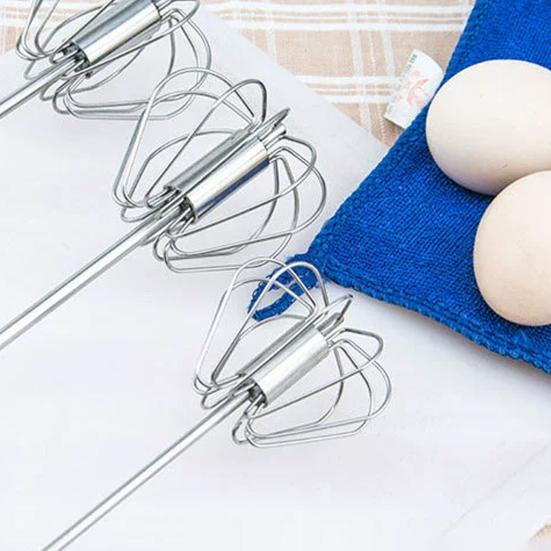 Semi-Automatic Egg Beater Whisk Set Easy To Use Hand Push Mixer Tool Stainless Steel 360 Degree Rotary Blender for