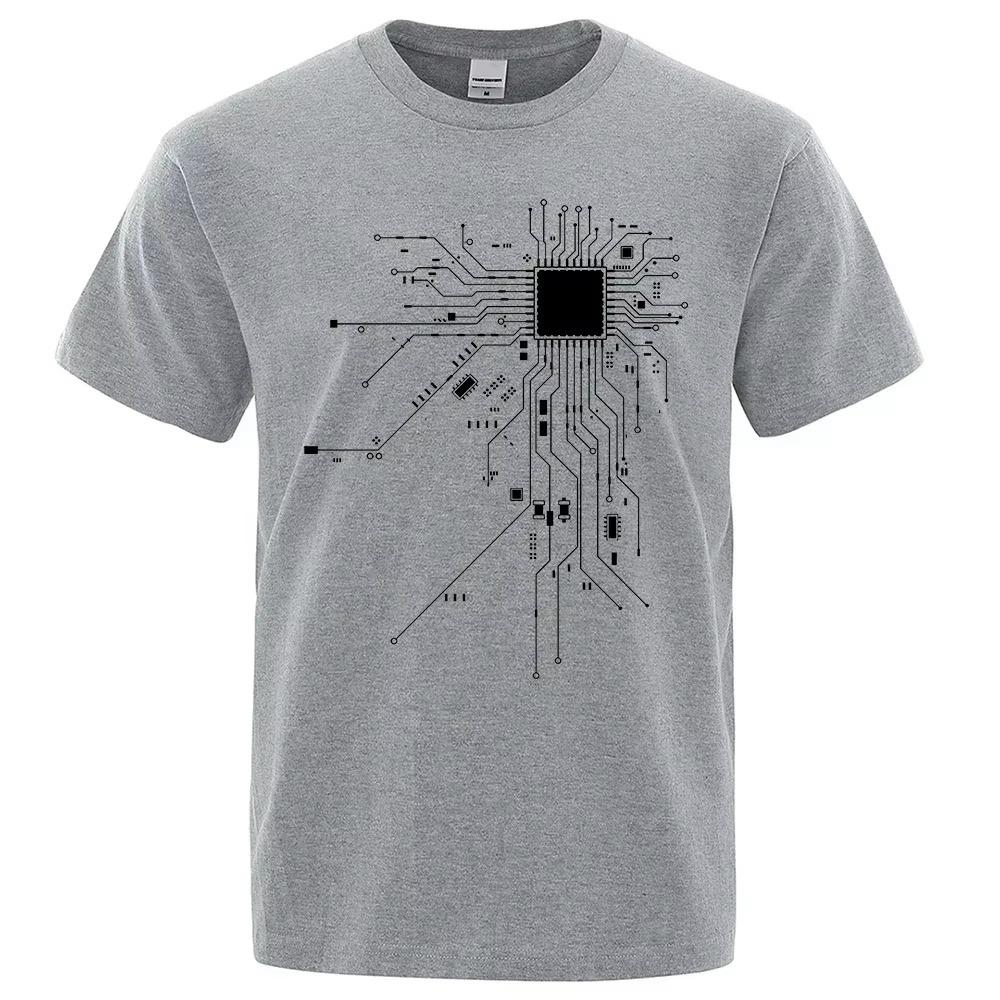 CPU Processor Circuit Diagram T-shirt Men's Summer 2D  T-shirt Men's Fun Top Fashion T-shirt