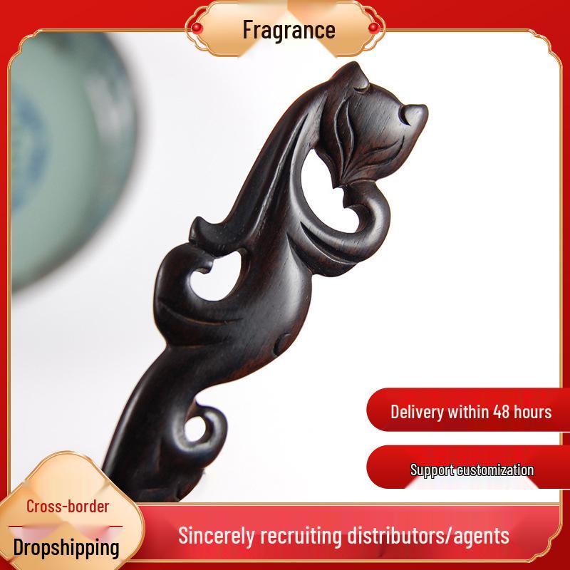 

Ebony Wood Hairpin: Antique Demon Concubine Hairpin with Retro Carved Design
