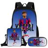 Set da 3 Pezzi Zaino L-Lamin Yamal Bambini Studenti Scuola Stella del Calcio Zaino Miglior Regalo Borsa a Spalla Astucci Zainetto