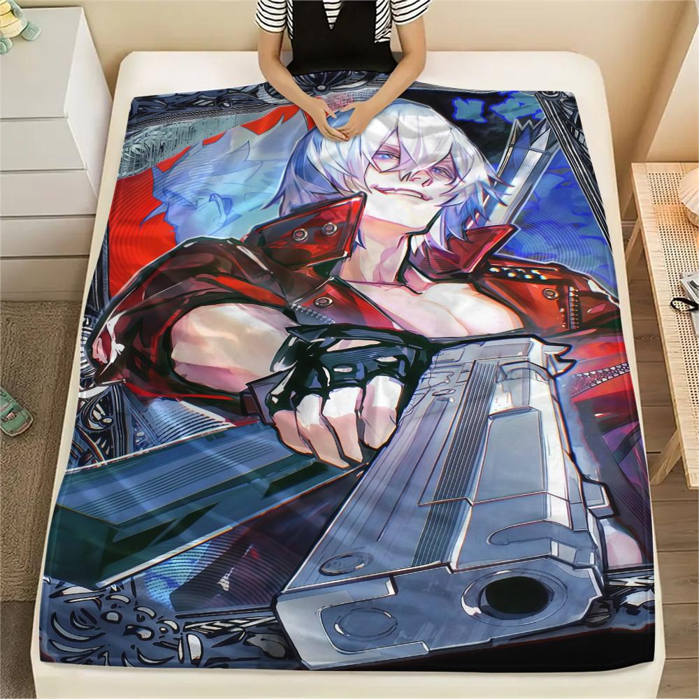 1PC Devil May Cry Print Flannel Blanket, High Quality All Seasons, Home Decor, Warmth and Comfort, Perfect for Christmas Gifts