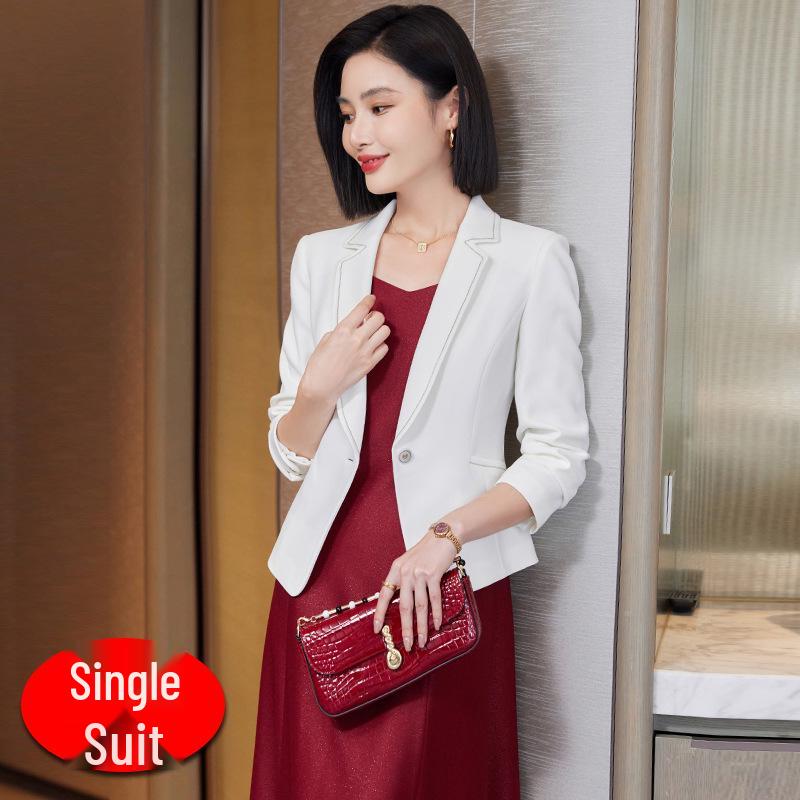 Women's White Slimming Suit Jacket – Spring/Autumn 2025: High-End, Formal, Professional Socialite Style