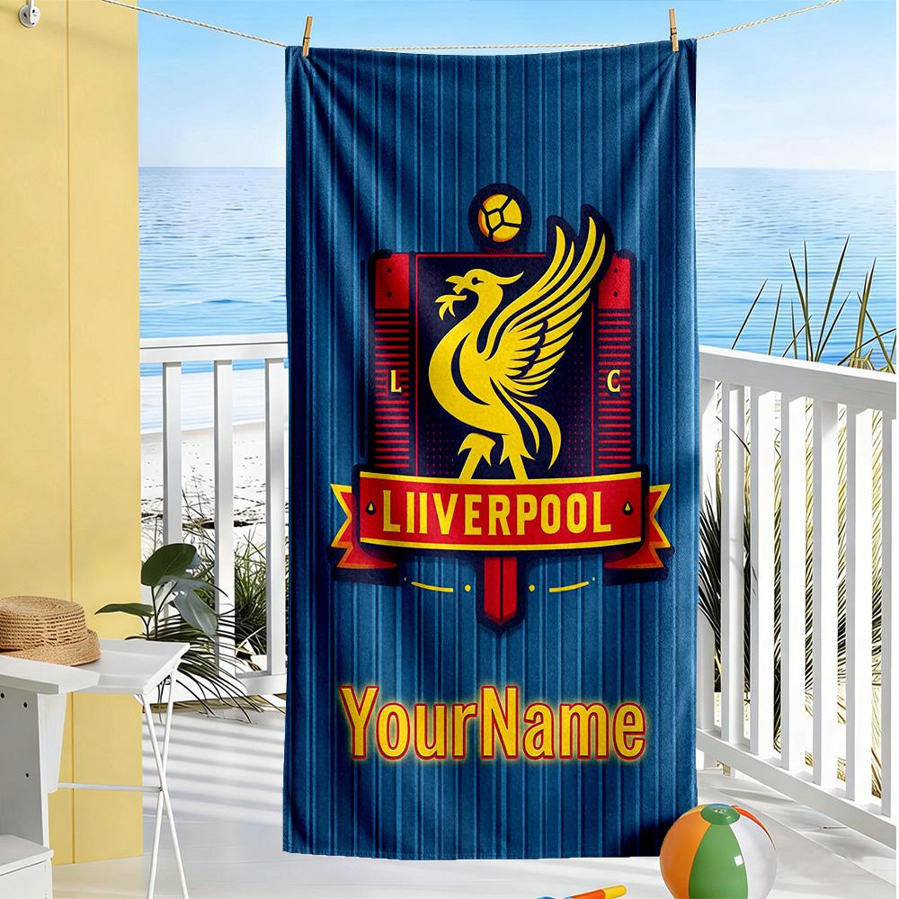 Liverpool Customized Name Beach Towel Super Soft Microfiber Quickdry Fabric Perfect for Traveling Yoga Camping and Swimming