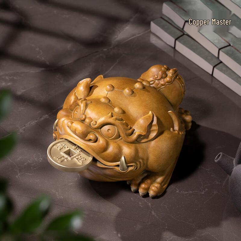 Tong Shifu Three-legged Golden Toad Copper Statue