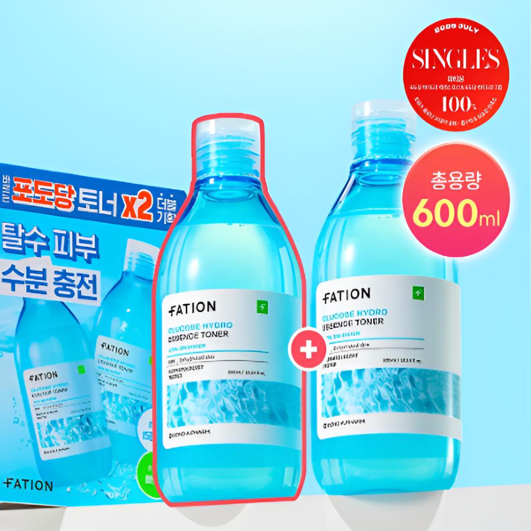 [FATION] Glucose Hydro Essence Toner Double Set 300 ml x 2