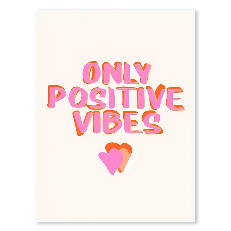 Nordic Positive Vibes Girls Pink Inspirational Quote Posters Printed Picture Abstract Canvas Painting Wall Art for Home Decor