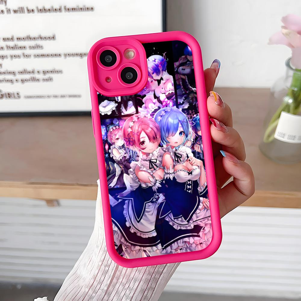 ReZero Rem Ram Thicken TPU Mobile Phone Case for iPhone 17 16 15 14 13 12 11 Air Pro Max Plus Colorful Cover