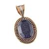 Natural Blue Sunstone 925 Solid Sterling Silver Gift TwoTone Pendant 1.50" f8Z75